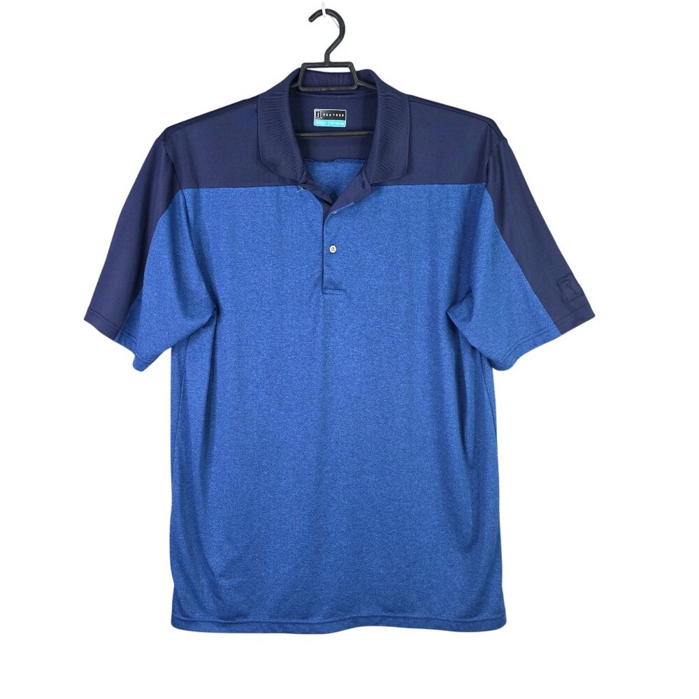 Mens PGA Tour Blue Golf Polo Shirt Short Sleeve 100% Polyester Size XLT